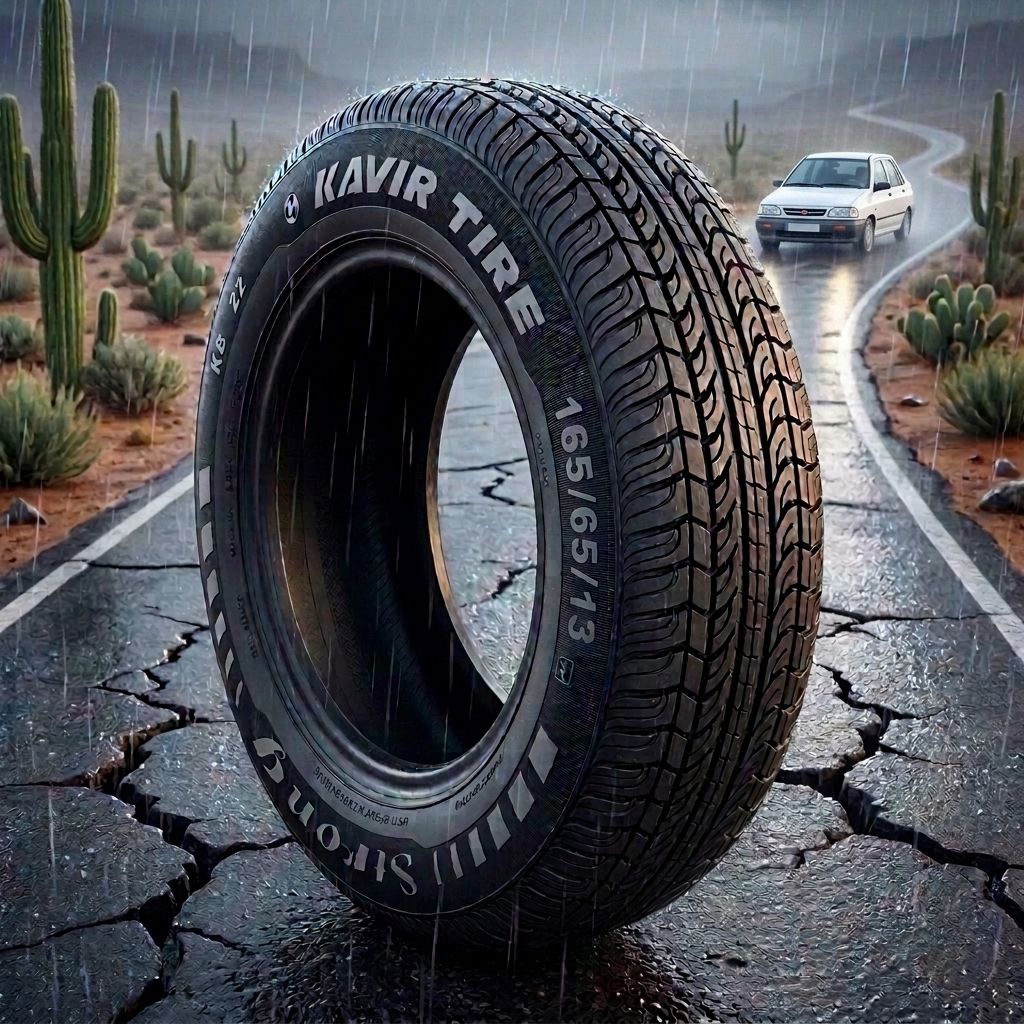لاستیک 165/65R13 کویر  تایر تاریخ 2026 (خرید یک جفت + دو عدد والف هدیه)