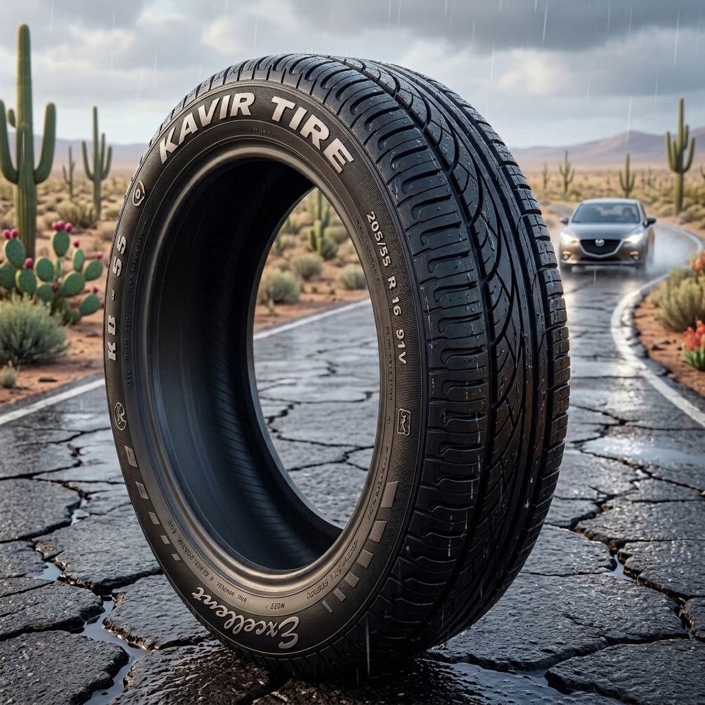 لاستیک 205/55R16 کویر تایر تاریخ 2026 (خرید یک جفت + دو عدد والف هدیه)