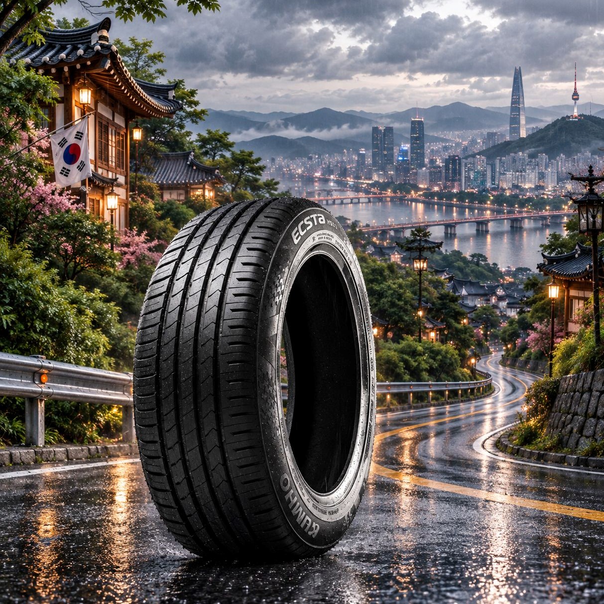 لاستیک 195/50R16 کومهو کره  تاریخ 2025 (خرید یک جفت + دو عدد والف هدیه)