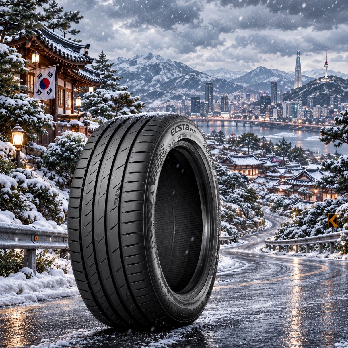 لاستیک 235/50R18 کومهو کره  تاریخ 2025 (خرید یک جفت + دو عدد والف هدیه)